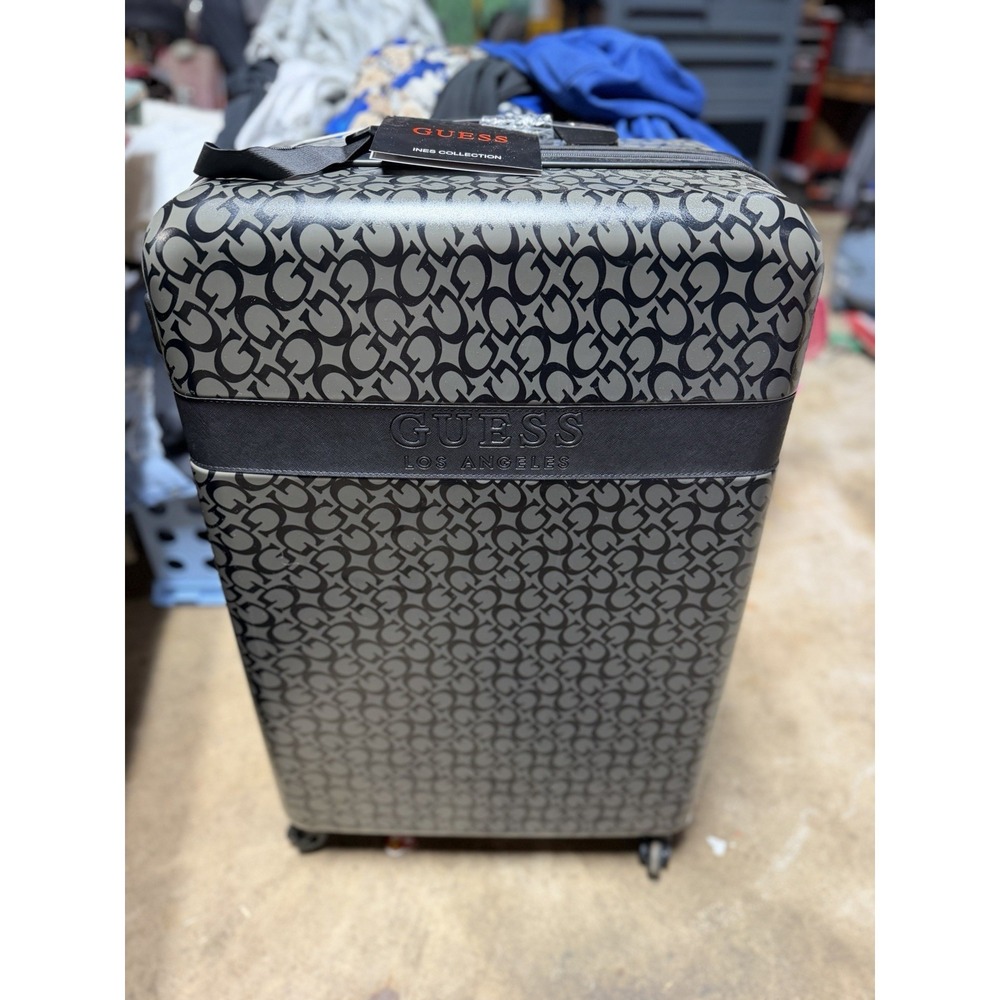 Guess Suitcase Logo Checked Luggage 26x18x12